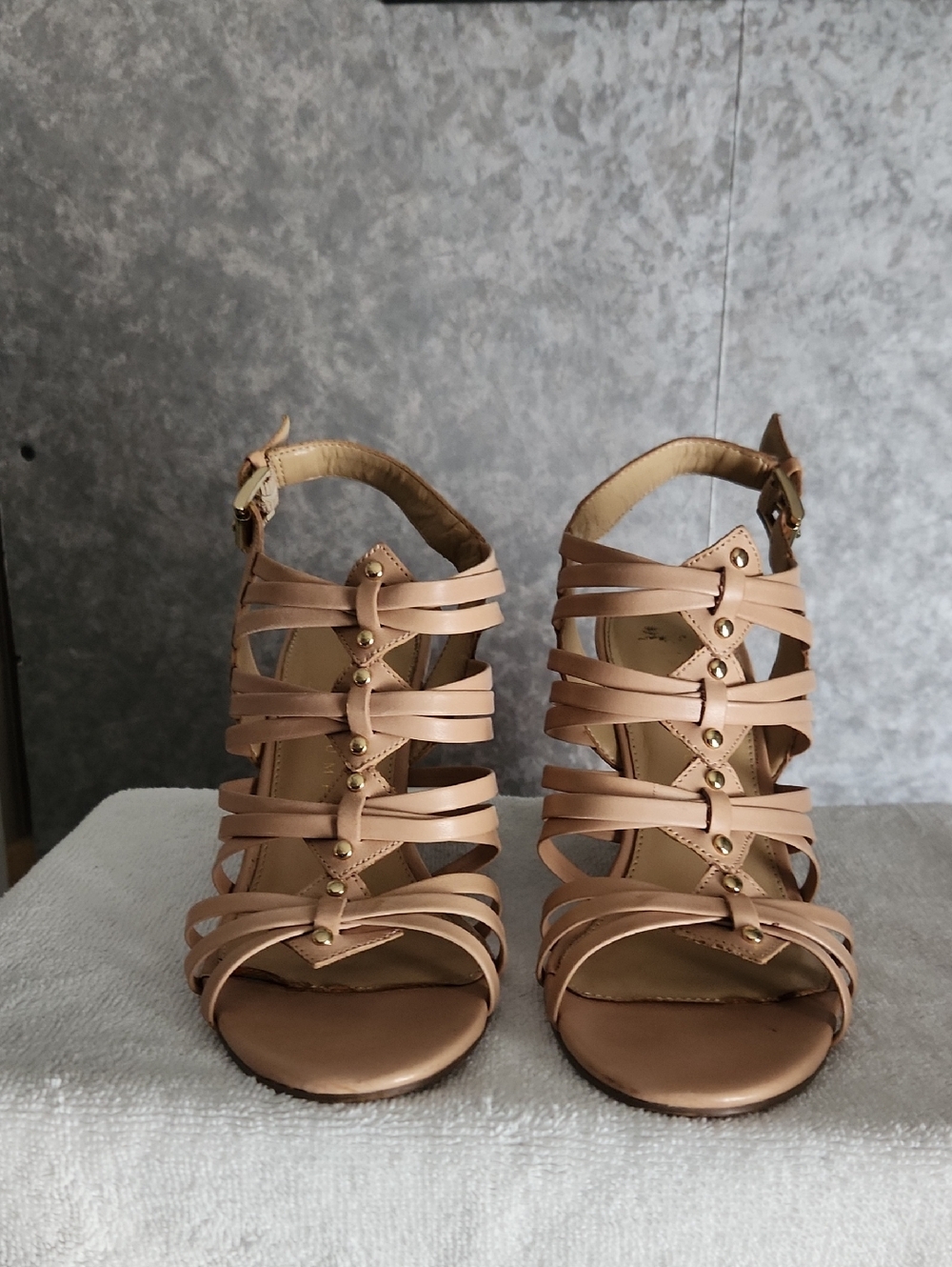 Women's Nude Strappy High Heel Sandals (size 7)